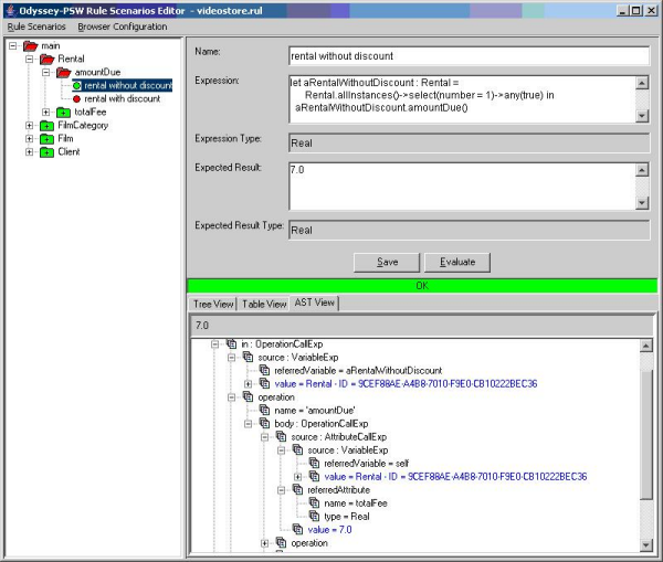 Screenshot of Rule Scenarios Editor module